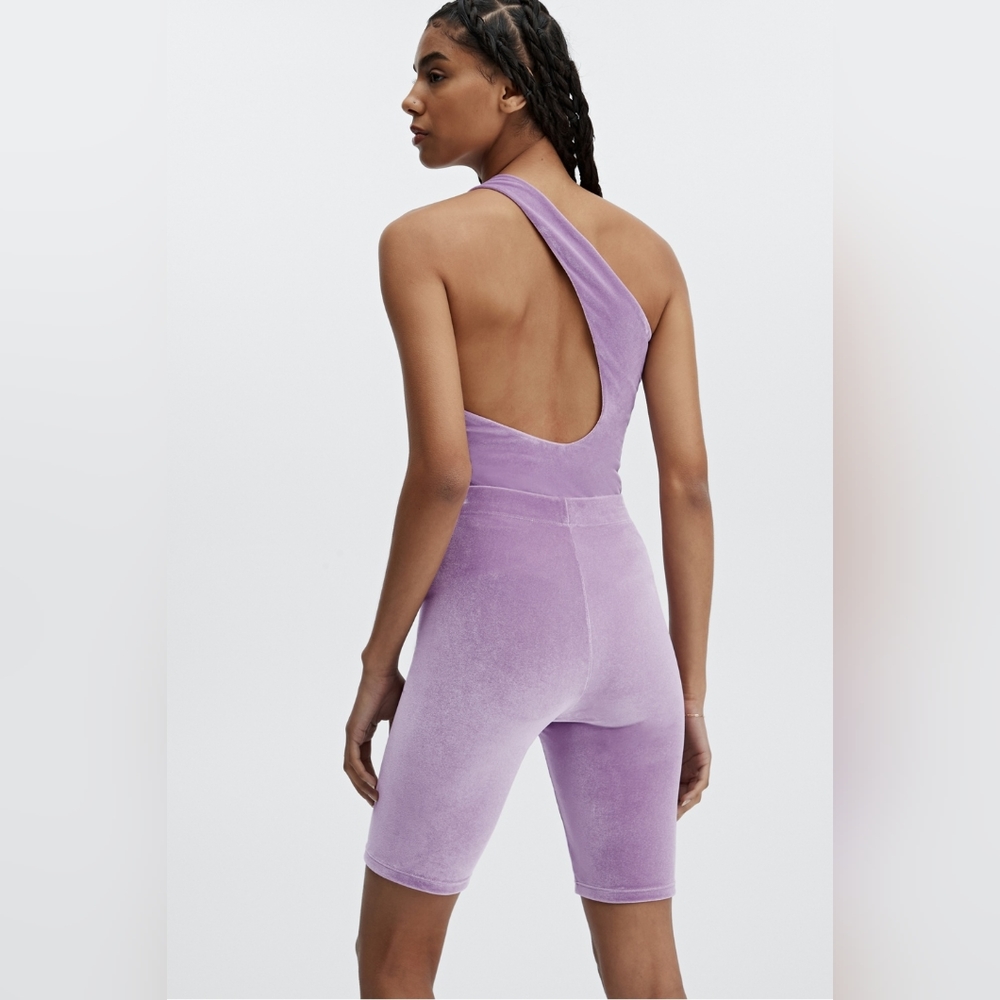 Fabletics Lilac Purple Gigi Velour One Shoulder Bodysuit Womens Plus Size 1X NWT - Picture 4 of 10